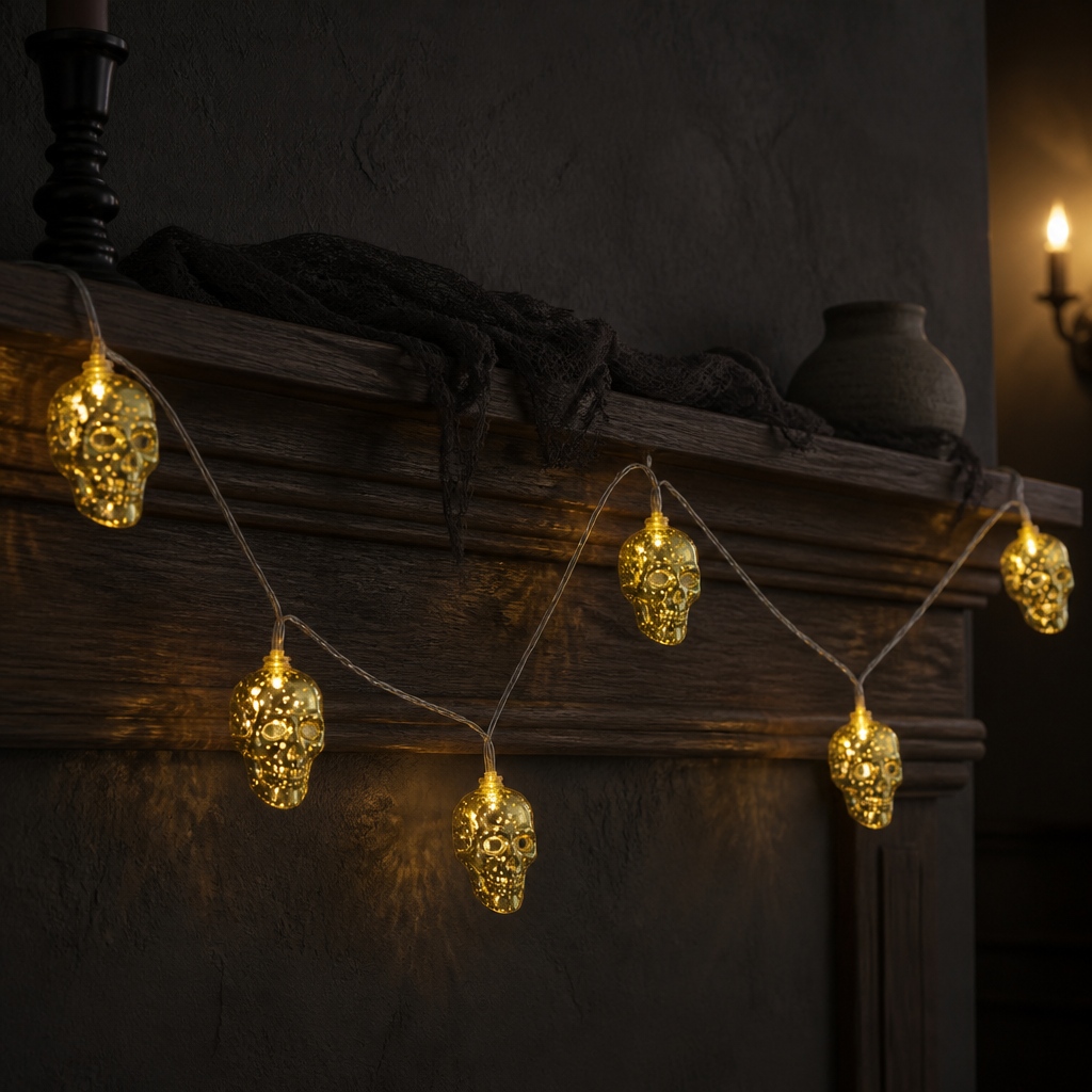 Halloween Decorative String Lights with Hollow Skull 4