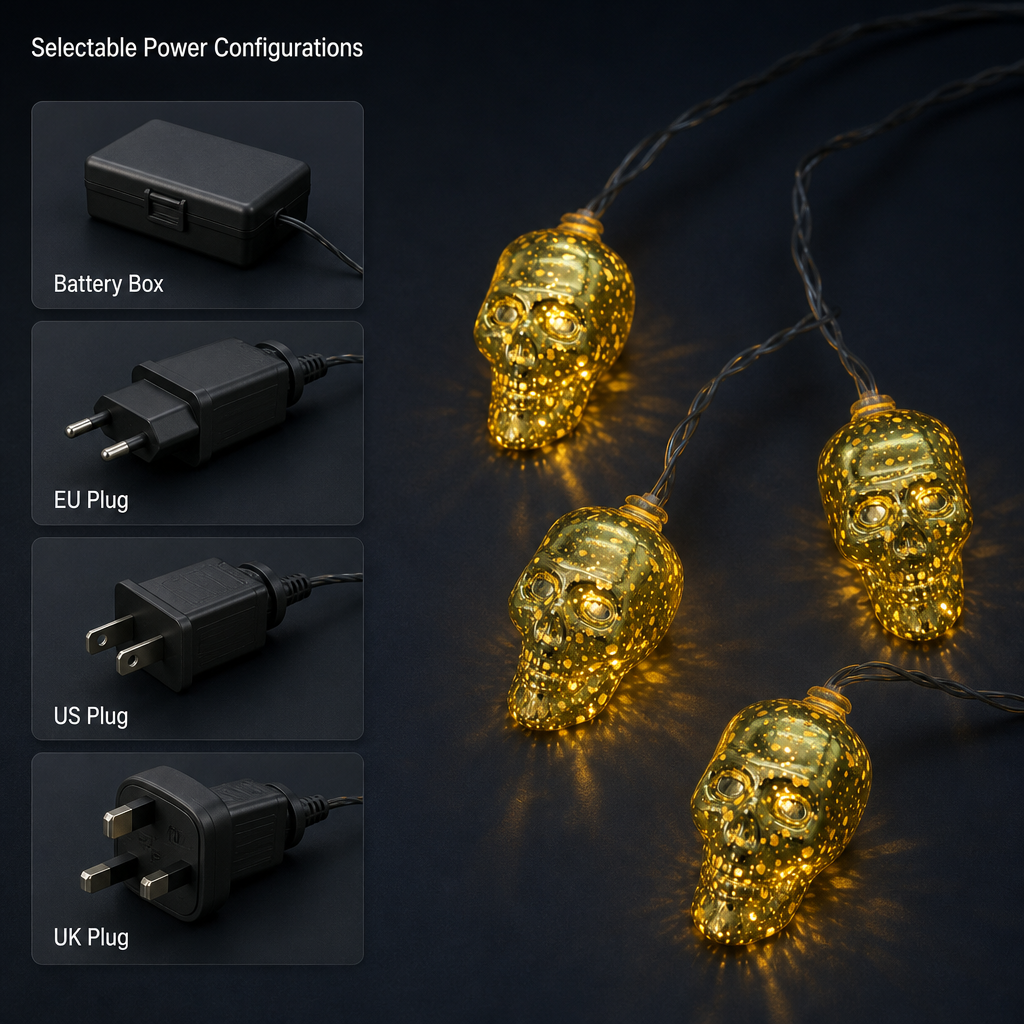 Halloween Decorative String Lights with Hollow Skull 5