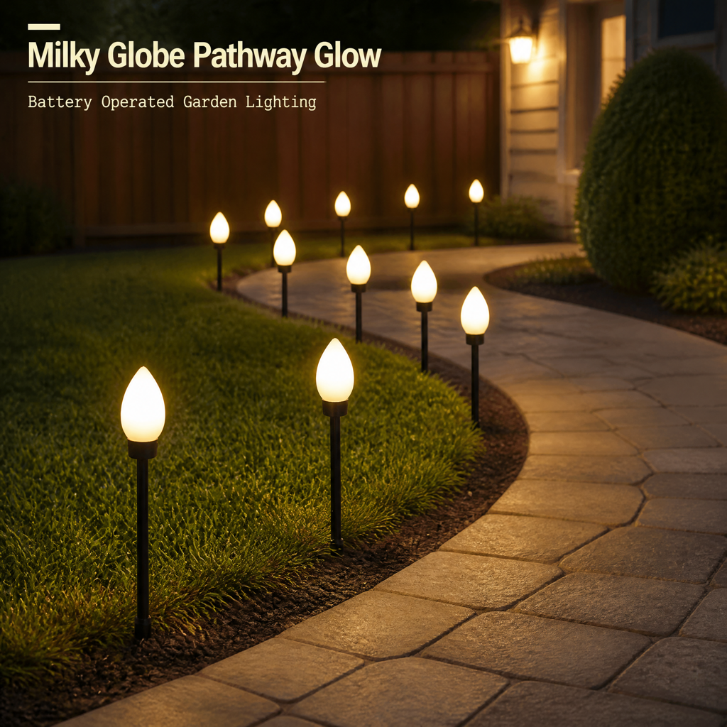 milky white globe garden stake lights 3