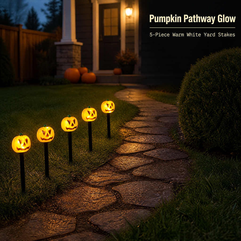 Halloween Garden Decor Small Pumpkin Yard Stake Lights - Image 3