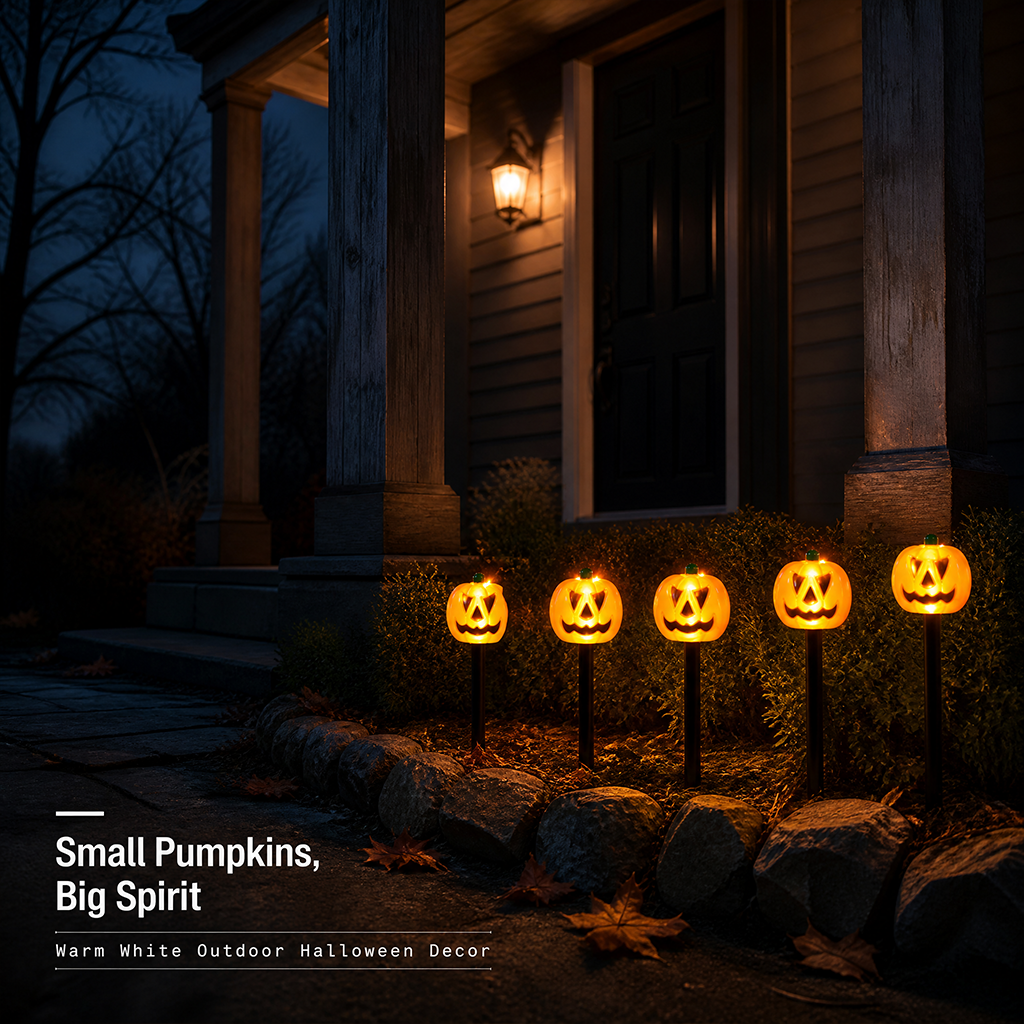 Halloween Garden Decor Small Pumpkin Yard Stake Lights - Image 4